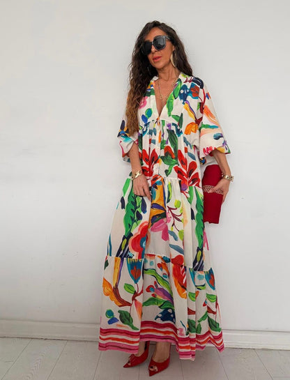 Artistic Floral Maxi Dress (PREORDER)