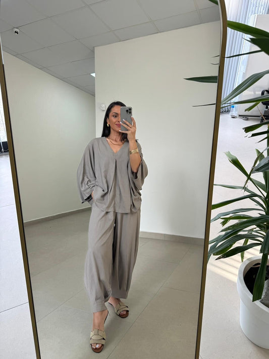 Linen Oversized Balloon Pants Set