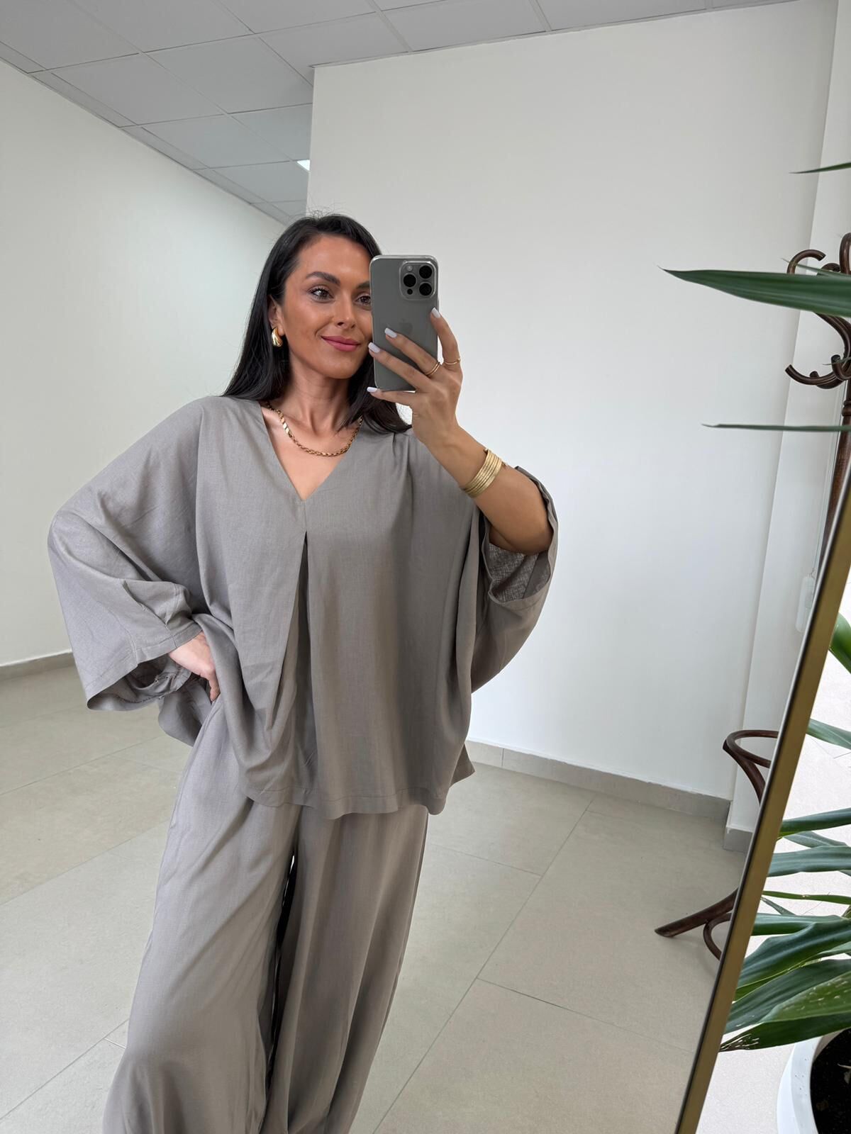 Linen Oversized Balloon Pants Set