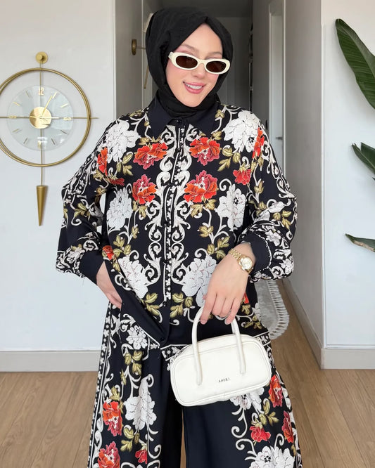 Black Floral Comfortable Set