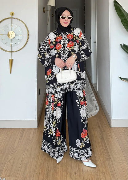 Black Floral Comfortable Set