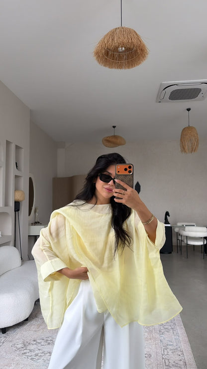 Butter Yellow Cape Blouse