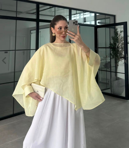 Butter Yellow Cape Blouse