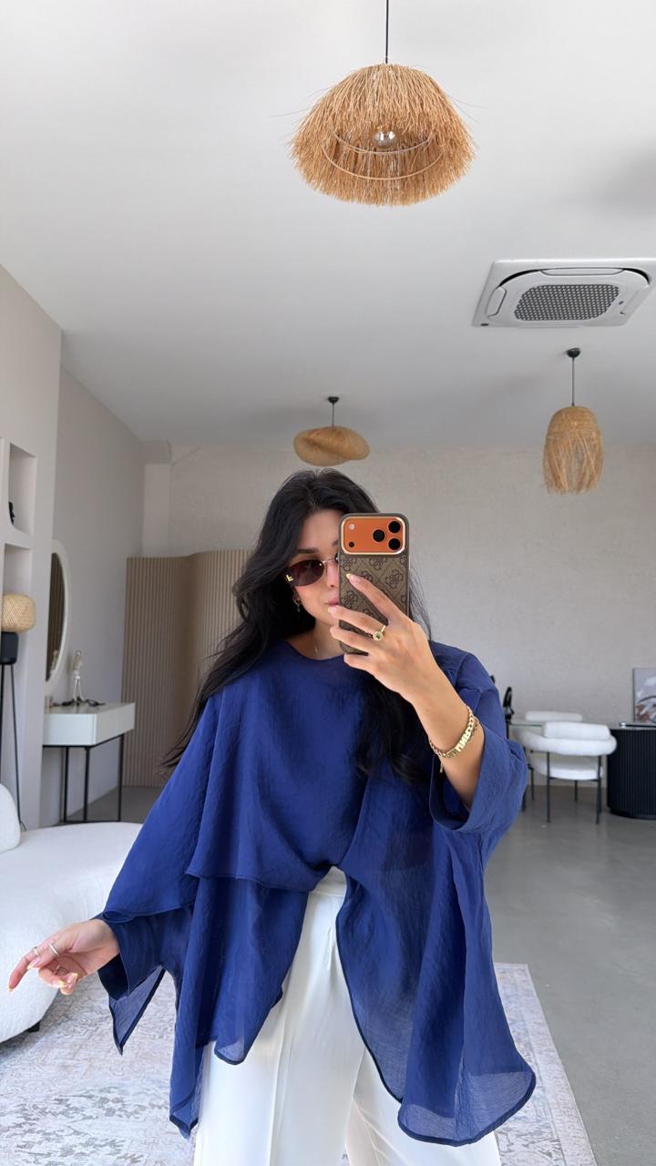 Royal Blue Cape Blouse