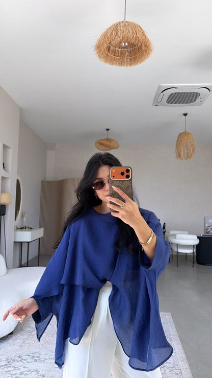 Royal Blue Cape Blouse
