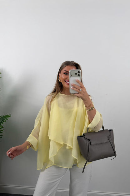 Butter Yellow Cape Blouse