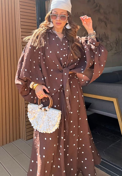 Mocha Tie Front Skirt Set