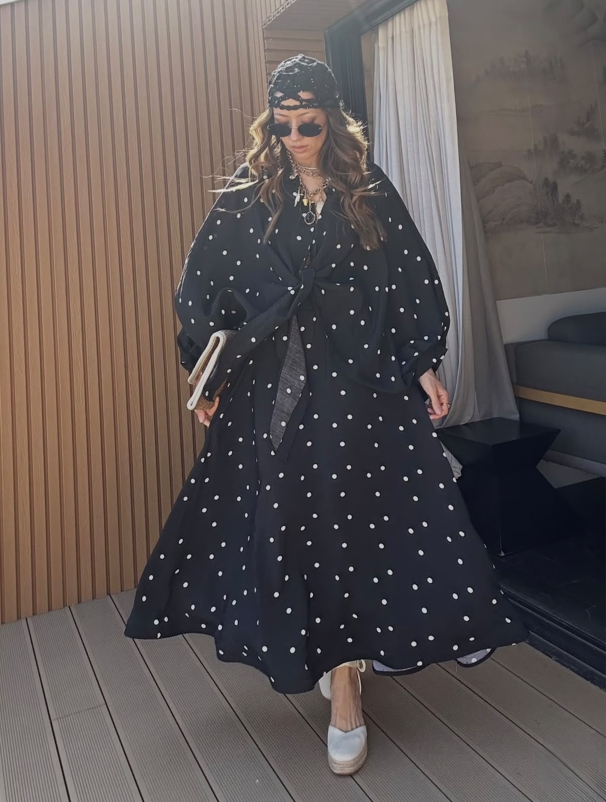 Polka Dots Black Skirt Set