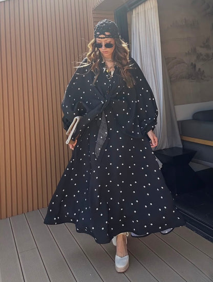 Polka Dots Black Skirt Set