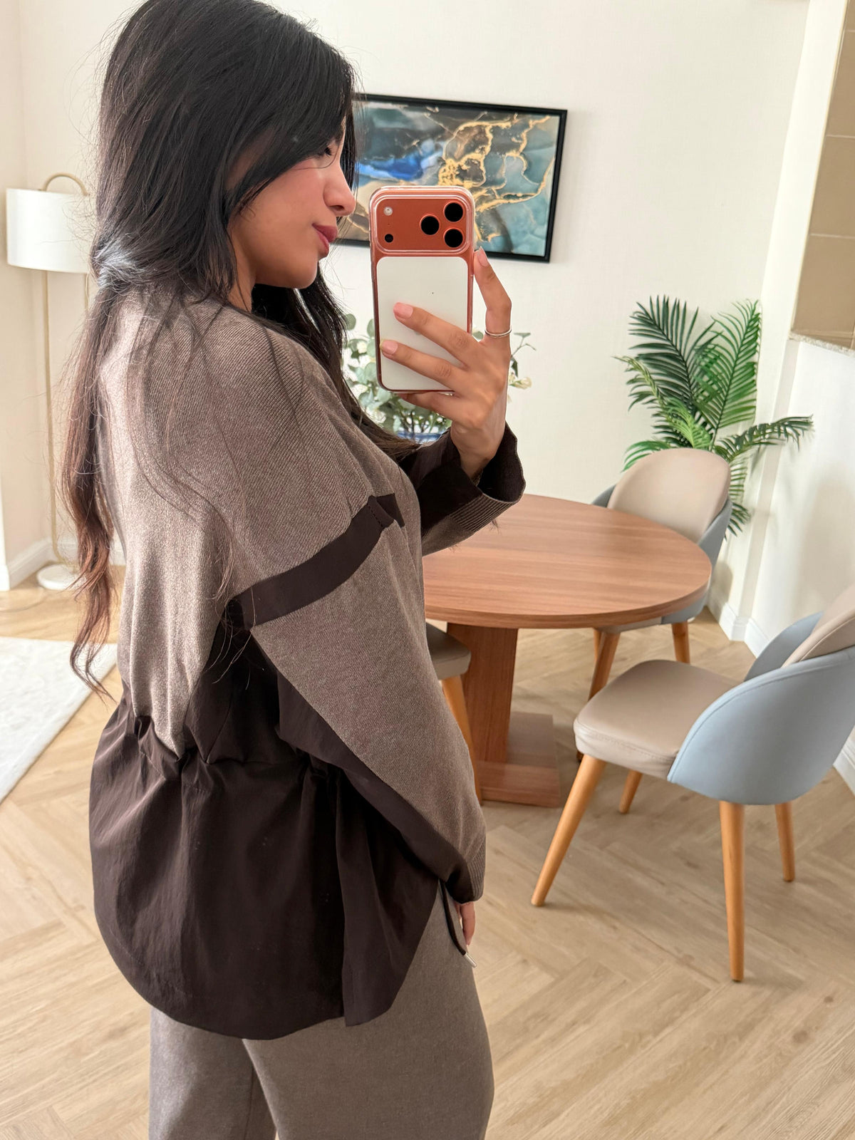 Oysho Brown Knit Set with Adjustable Waist