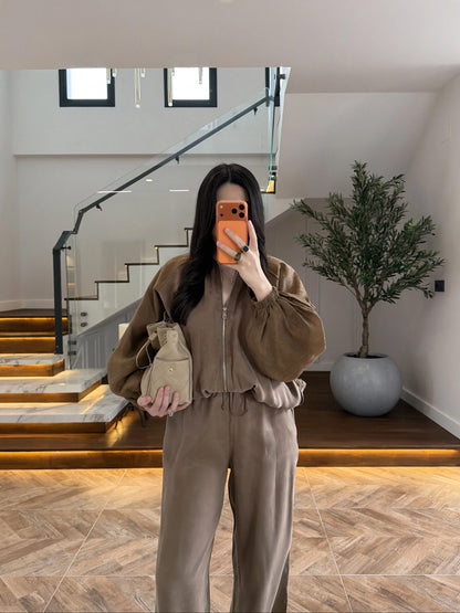 Oysho Oversized Bomber Jacket & Flare Pants Set