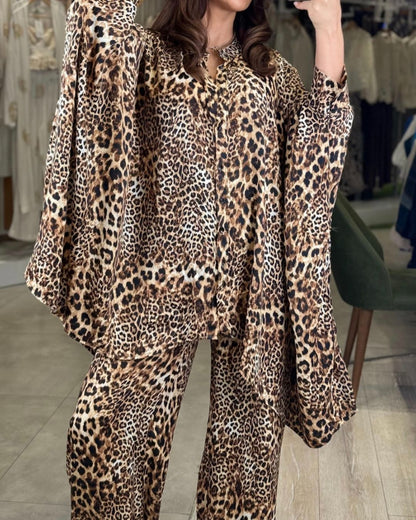 Leopard Flare Pants Set