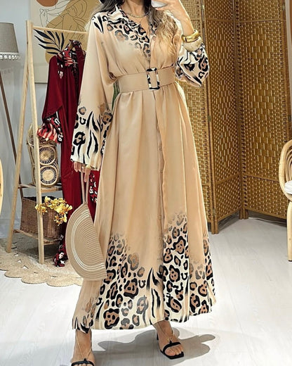 Beige Belted Shirt Dress