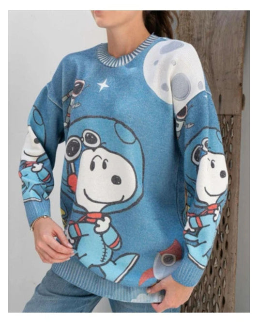 Blue Snoopy Knit Sweater