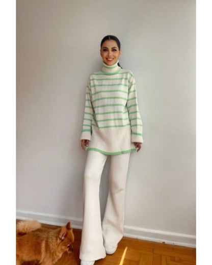 Cream X Mint Striped Knit Set