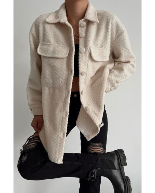 Cozy Cream Button Down Oversized Shacket